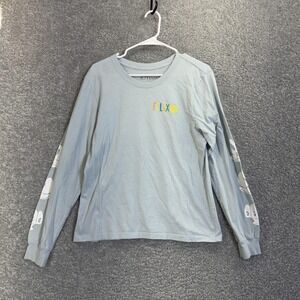 Felix the Cat Shirt Mens Small Blue Long Sleeve Graphic Cartoon Back Print Tee